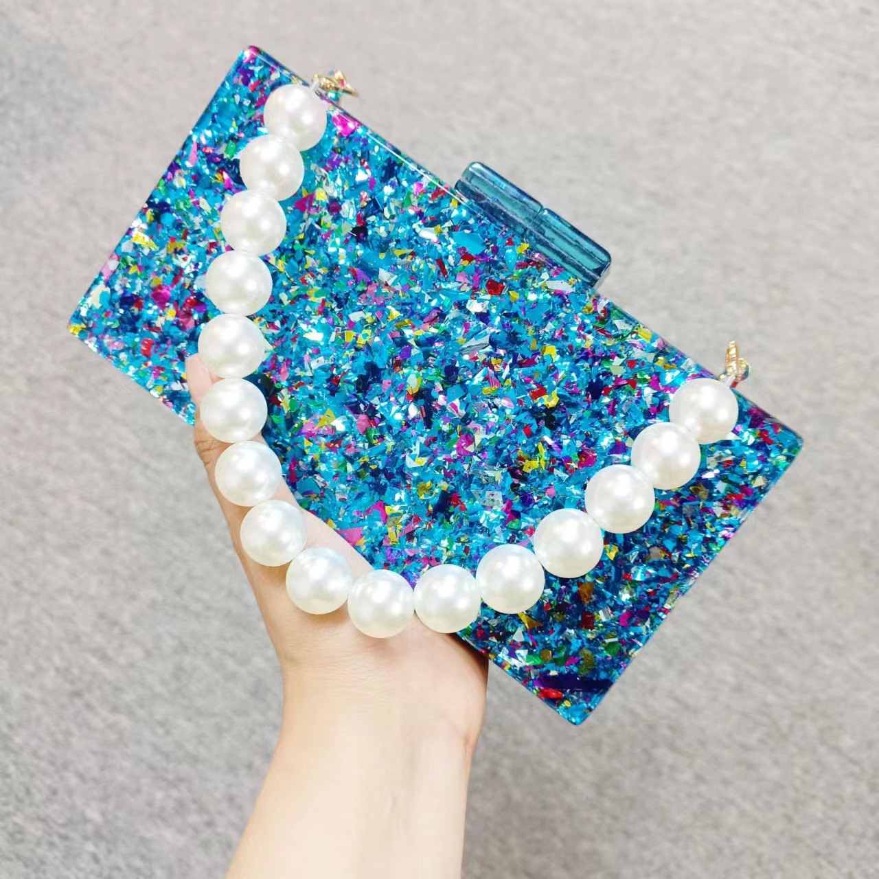Luxury Bags Green - Luxo acrílico frisado saco de embreagem