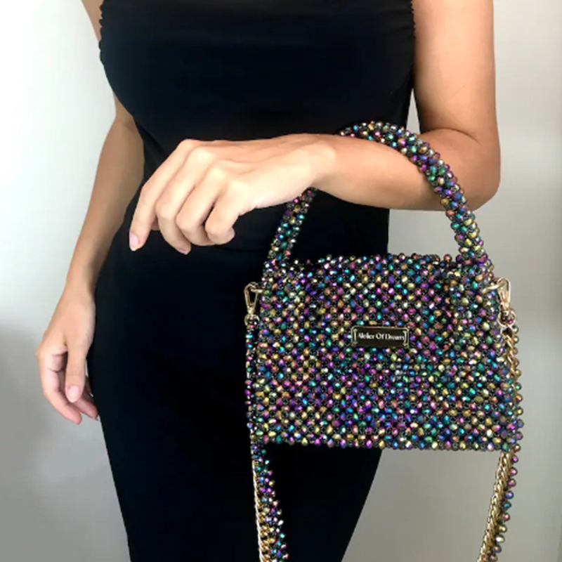 Luxury Bags Wholesale - Cristal colorido frisado Crossbody Bag, bolsa,
