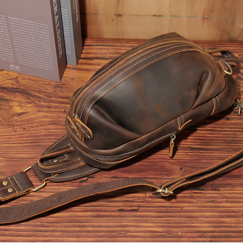 Luxury Bags With Zipper - Bolsa de peito de couro real