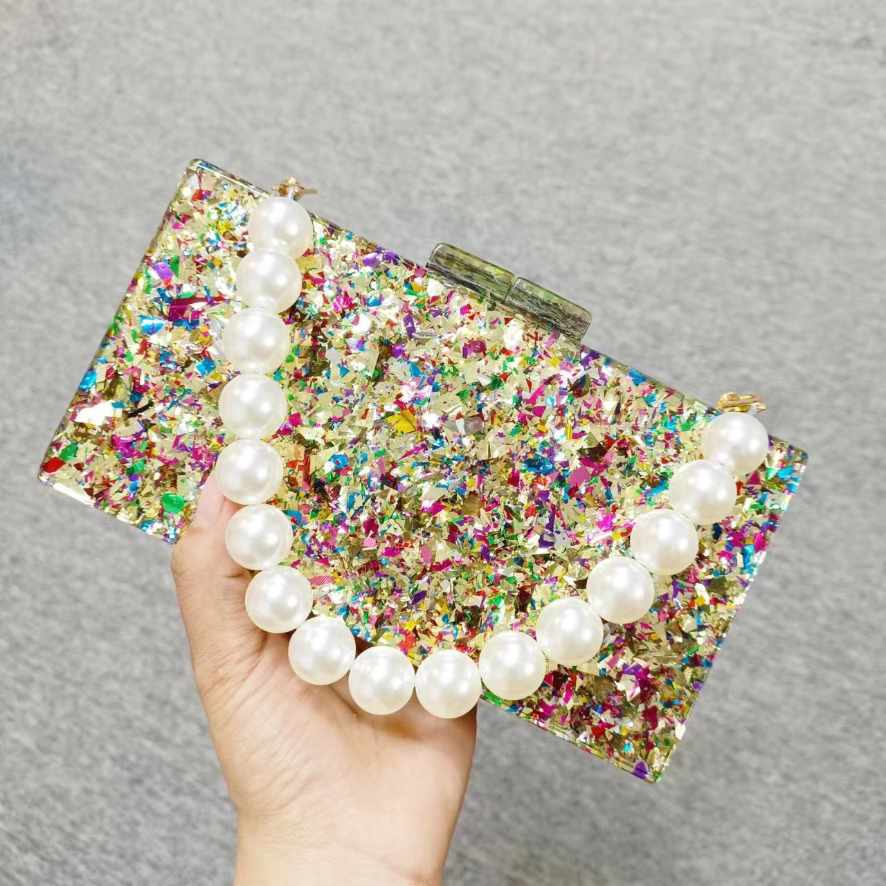 Luxo acrílico frisado saco de  - Luxury Bags Green avaliação e preço