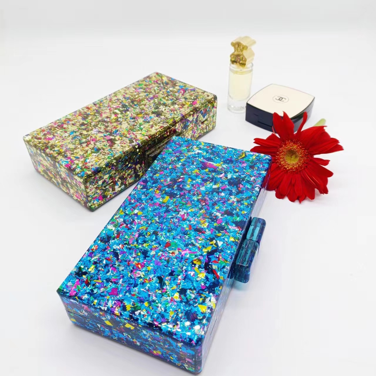 Luxo acrílico frisado saco de  - Luxury Bags Green avaliação e preço