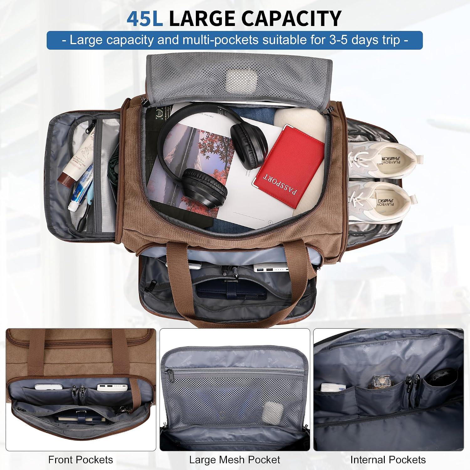 Bolsa de Lona para Homens 3 em - Weekender Bag Duffle avaliação e preço