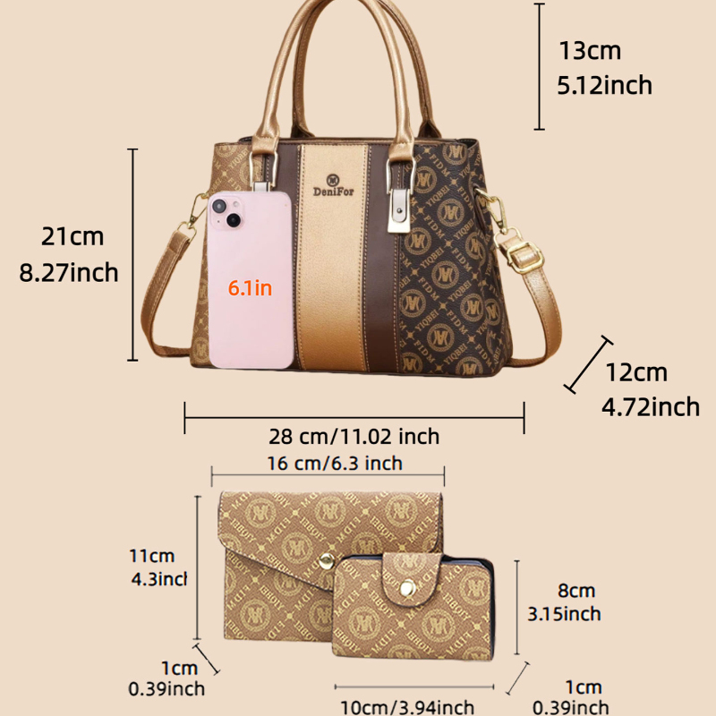Conjunto de 3 peças de bolsas  - Luxury Bags With Zipper avaliação e preço