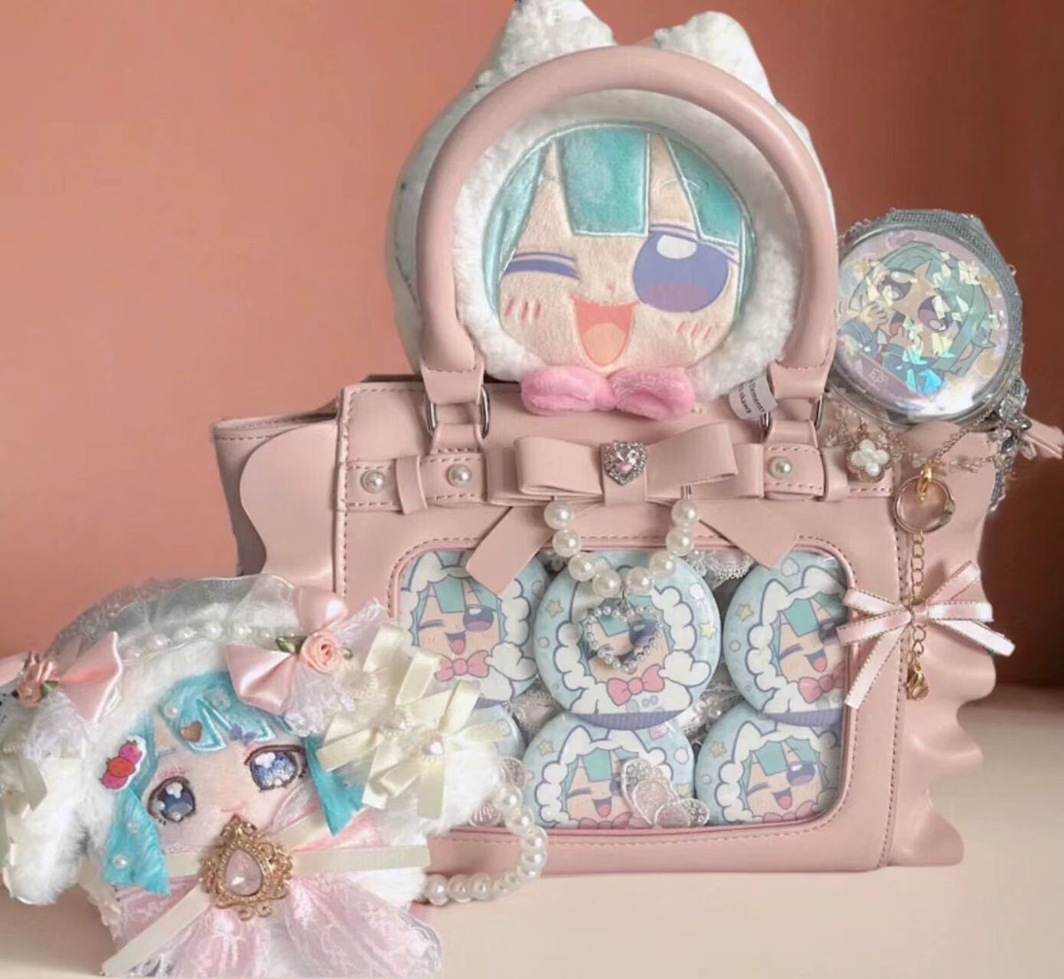 Harajuku quadrado rosa ita sac - Accordion Wallet Zip avaliação e preço